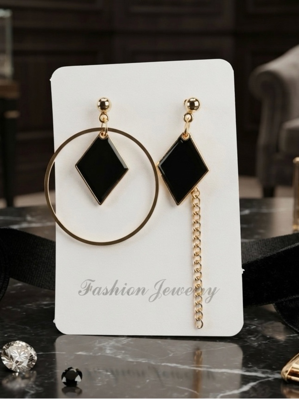 Fashion Jewelry Gold & Blacky Geometric Asymmetric Earrings.3 for $10! NWT